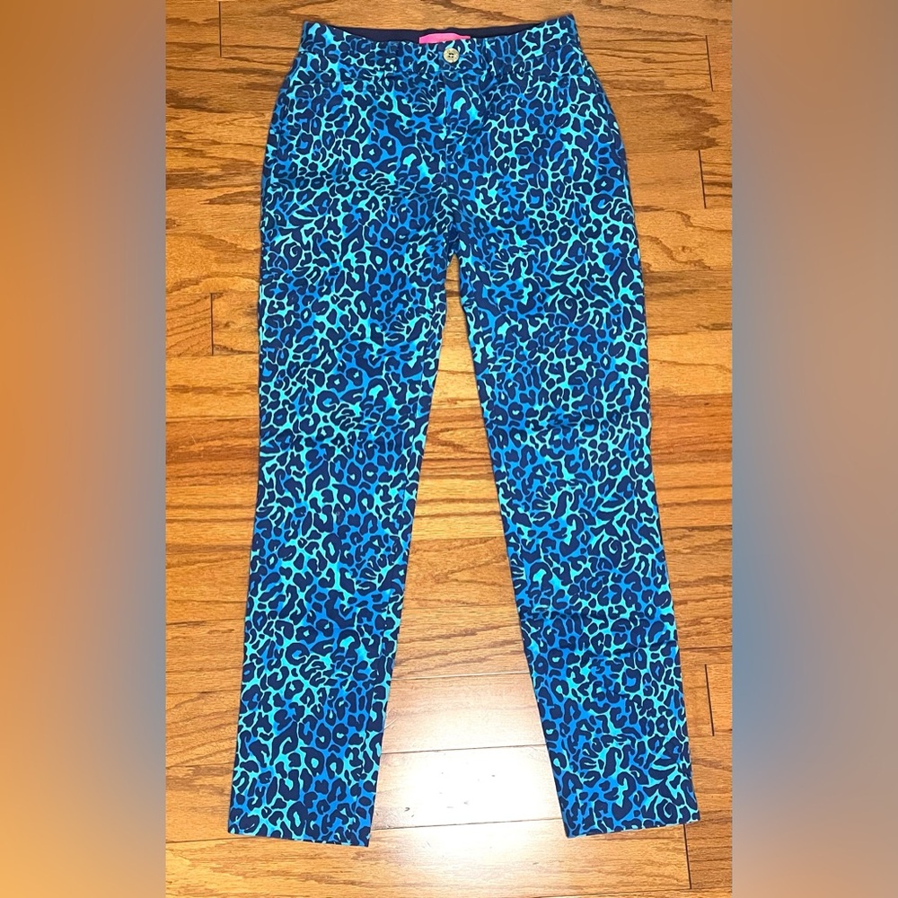 Lilly Pulitzer- Kelly Stretch Pants Oyster Bay Size 2 - Picture 2 of 6